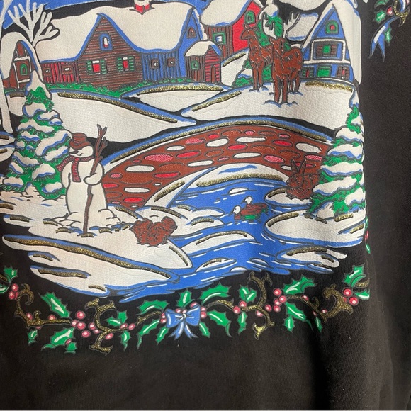 Vintage College Ware Ugly Christmas Puff Paint Snowman Sweatshirt Adult Large - Picture 4 of 6